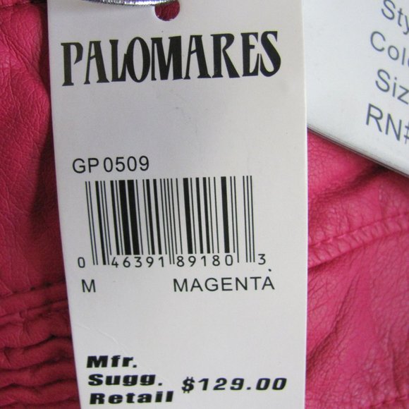PALOMARES LADIES MAGENTA VEGAN LEATHER BOMBER JACK - Picture 13 of 13